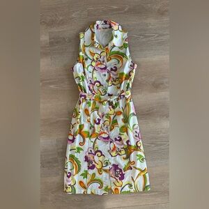Escada Vintage Y2K Multicolor Floral Midi Dress